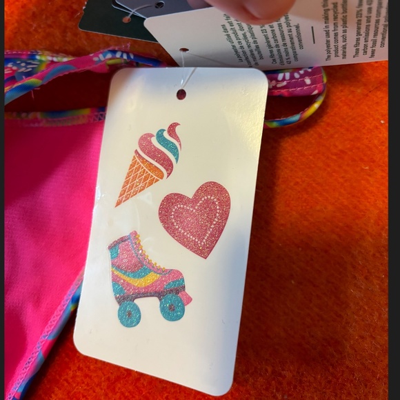 Vibrant abstract flowers double string cheeky bikini swimsuit bottom NWT - Picture 4 of 10